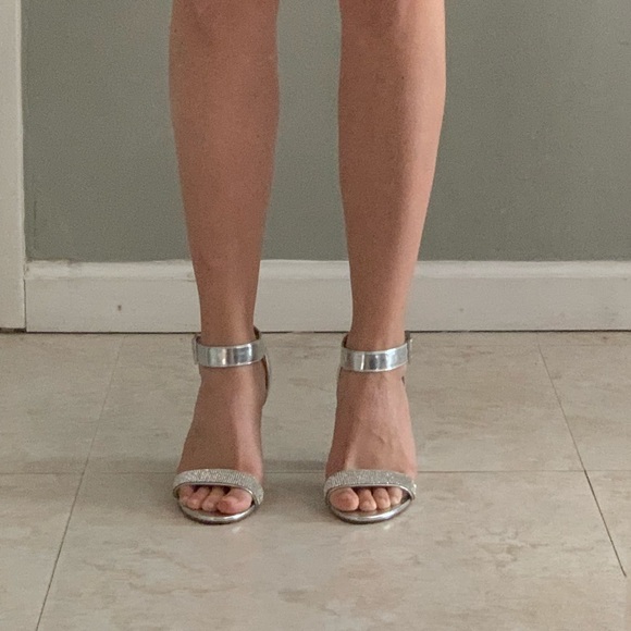 Silver Rhinestone Embossed Heels - Picture 4 of 10